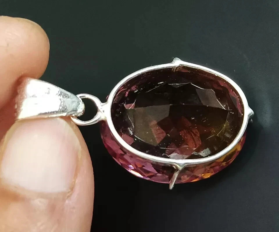 Certified 55.60 Ct+ Natural Zultanite 7 Color Loose Gemstone 925 Silver Pendant