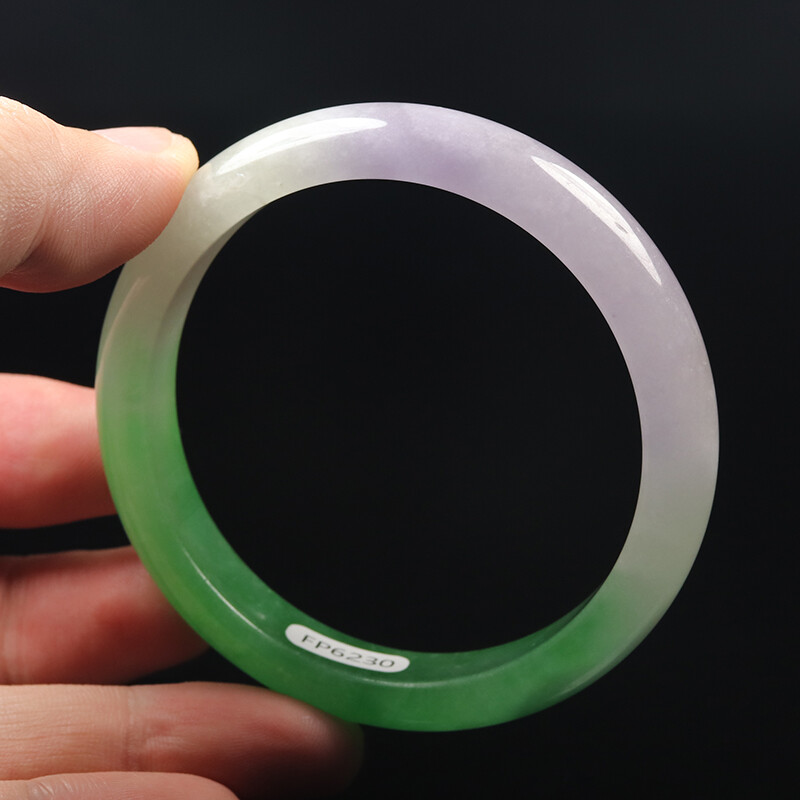 58mm Lavender Purple Green Jadeite Jade Bangle Bracelet Burma Jadeite 12513