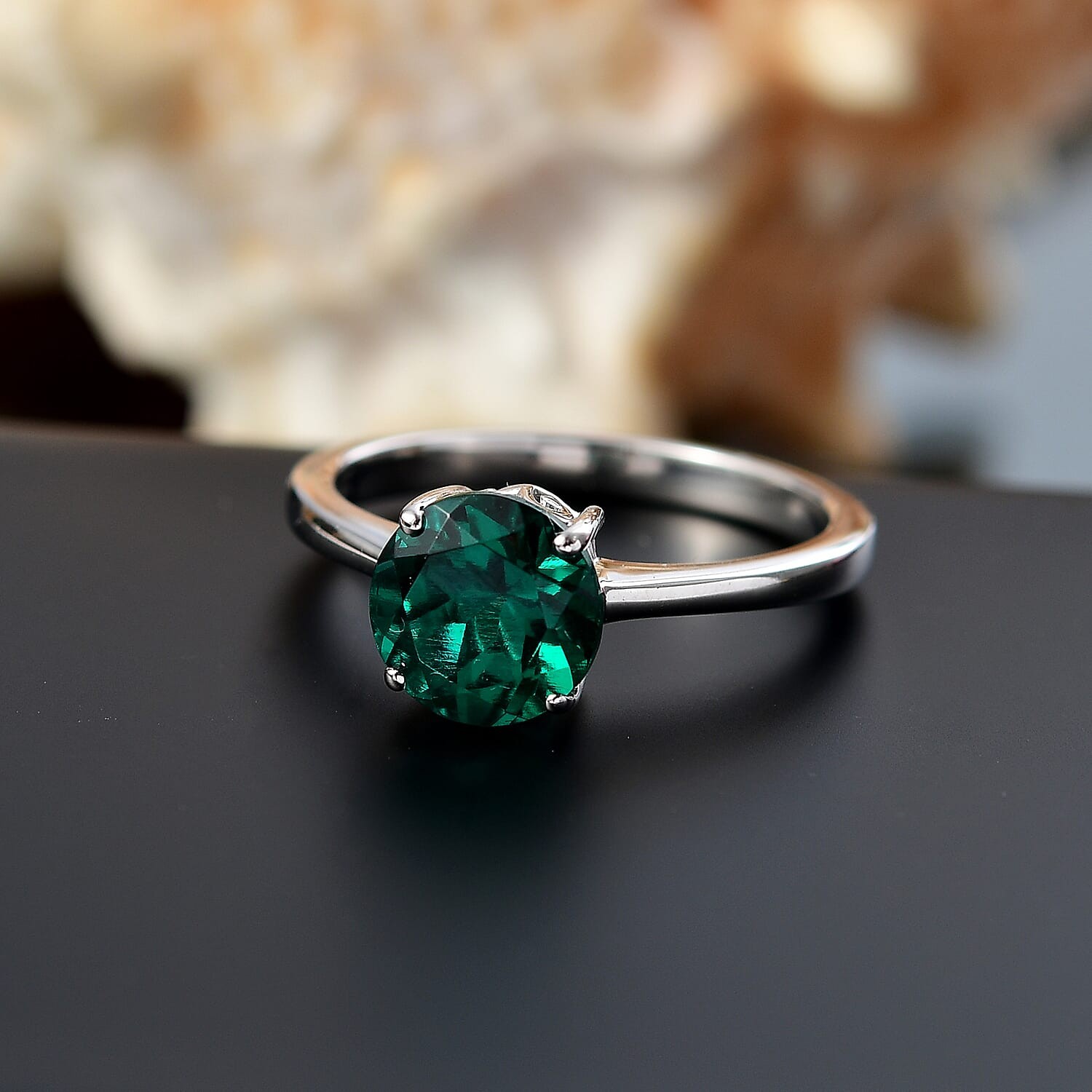 AAA Lab Grown Emerald 1.64 ctw Solitaire Ring in 10K White Gold Size 9.0