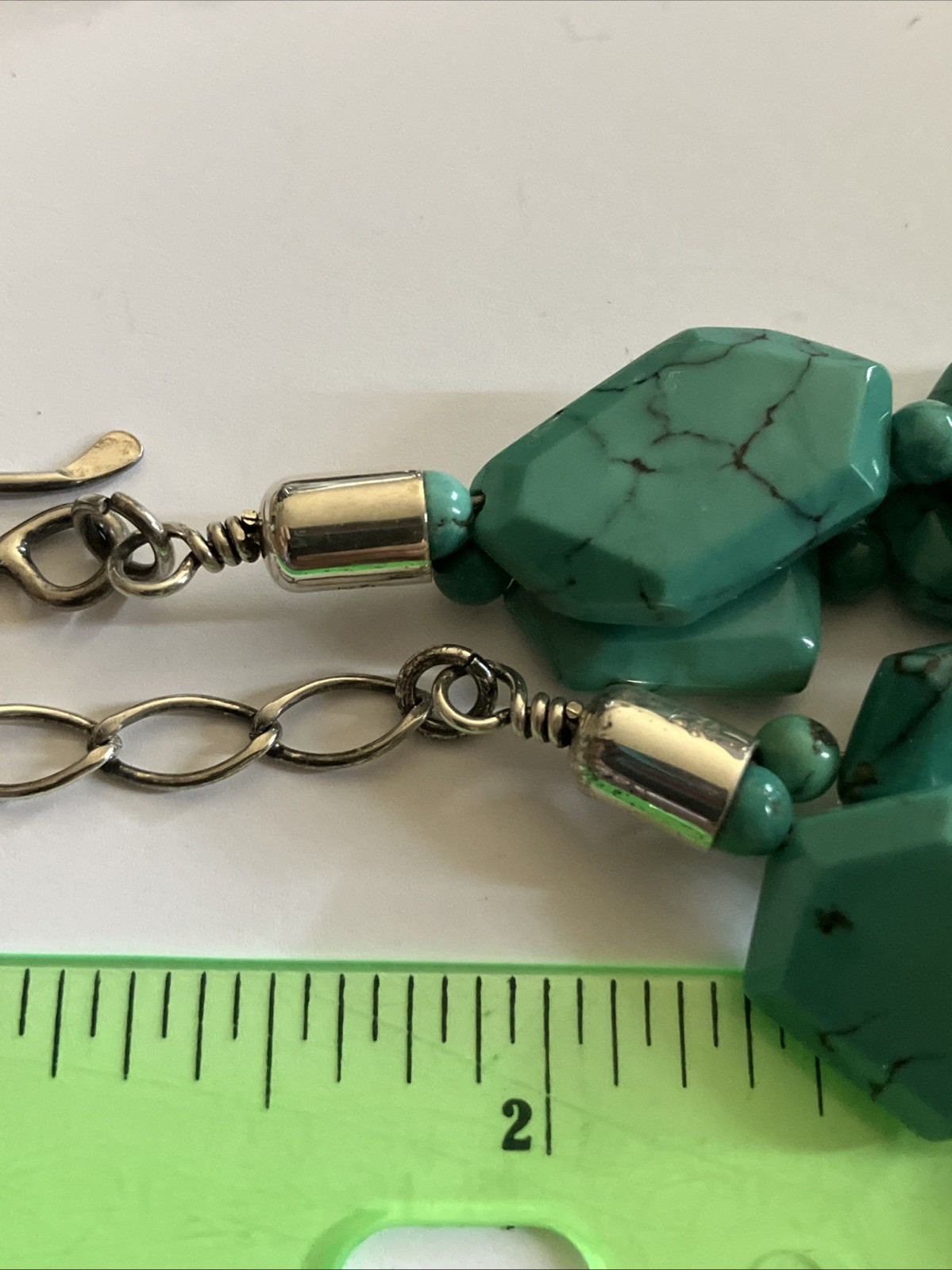 Jay King DTR Double Strand Turquoise Slab Beads Sterling 925 20” New 102 Grams