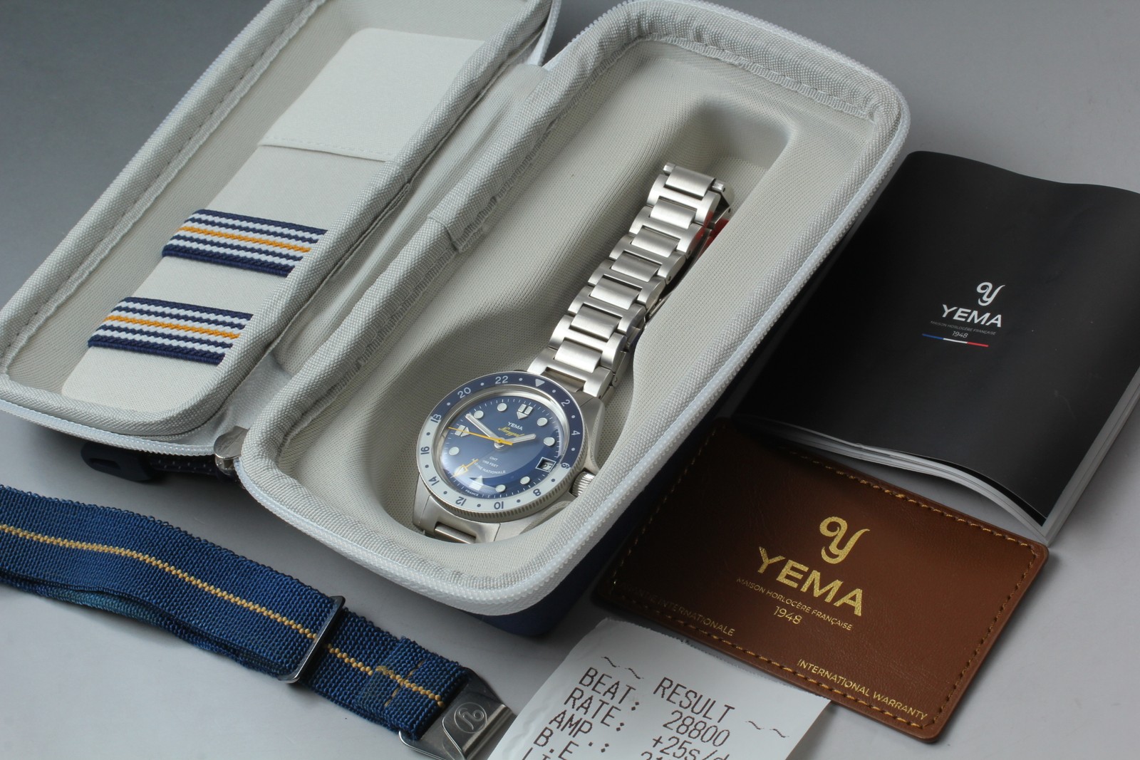 [w/Box, Paper ] YEMA Navy Graph Marine National GMT YNAV23MN-AMS Auto Date Watch
