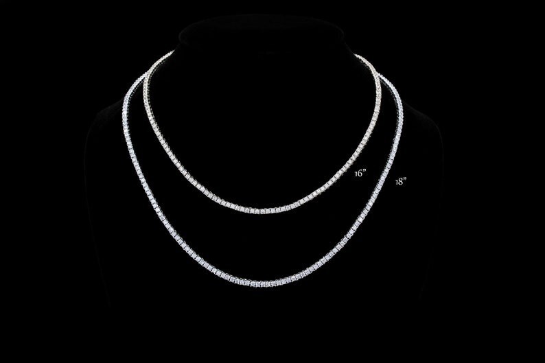 35ctw Created Princess Diamond 14K White Gold Plated Wedding Tennis Necklace 3mm