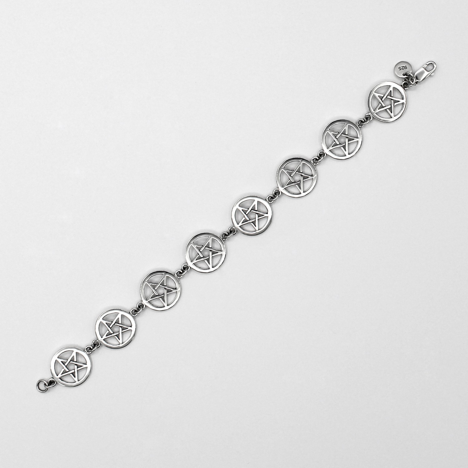 Sterling Silver Pentacle Bracelet Pentagram Link Wiccan Pagan Witchcraft Jewelry