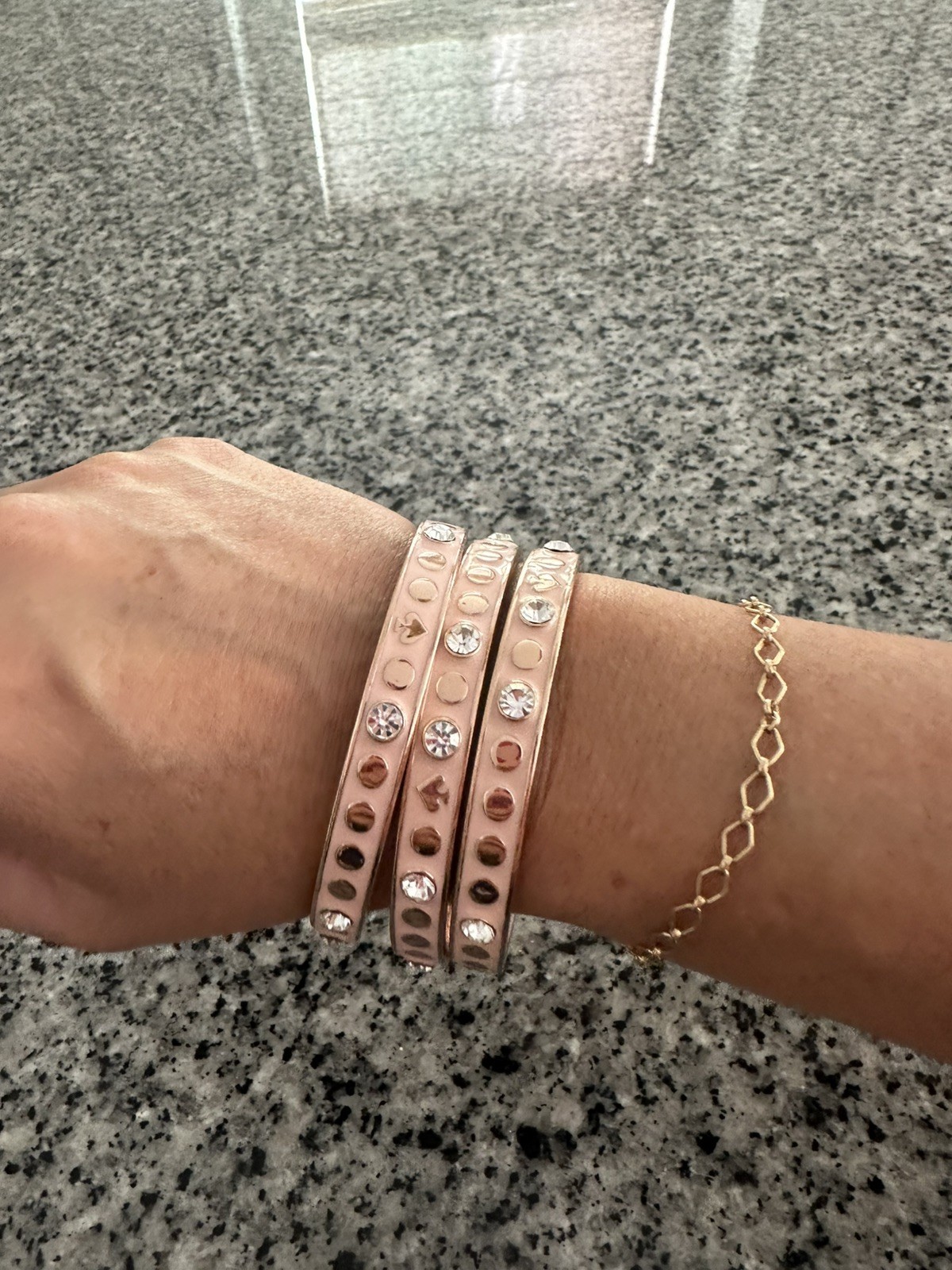 Kate Spade Spot Spade Bangle Gold Plated pink & Crystal Accents Bracelet