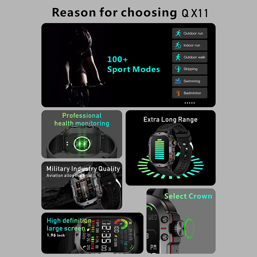 Military Smart Watch Rugged Tactical Fitness Tracker for Men Answer/Make Calls✅