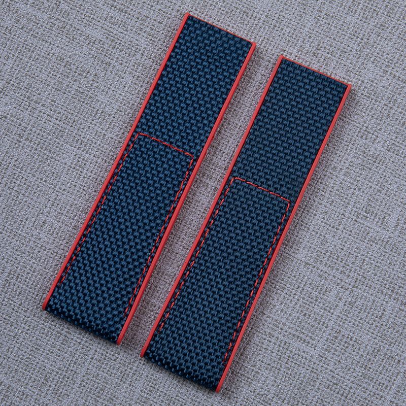 22 24mm Nylon Rubber Watch Band Strap Fits Breitling NAVITIMER WORLD Avenger