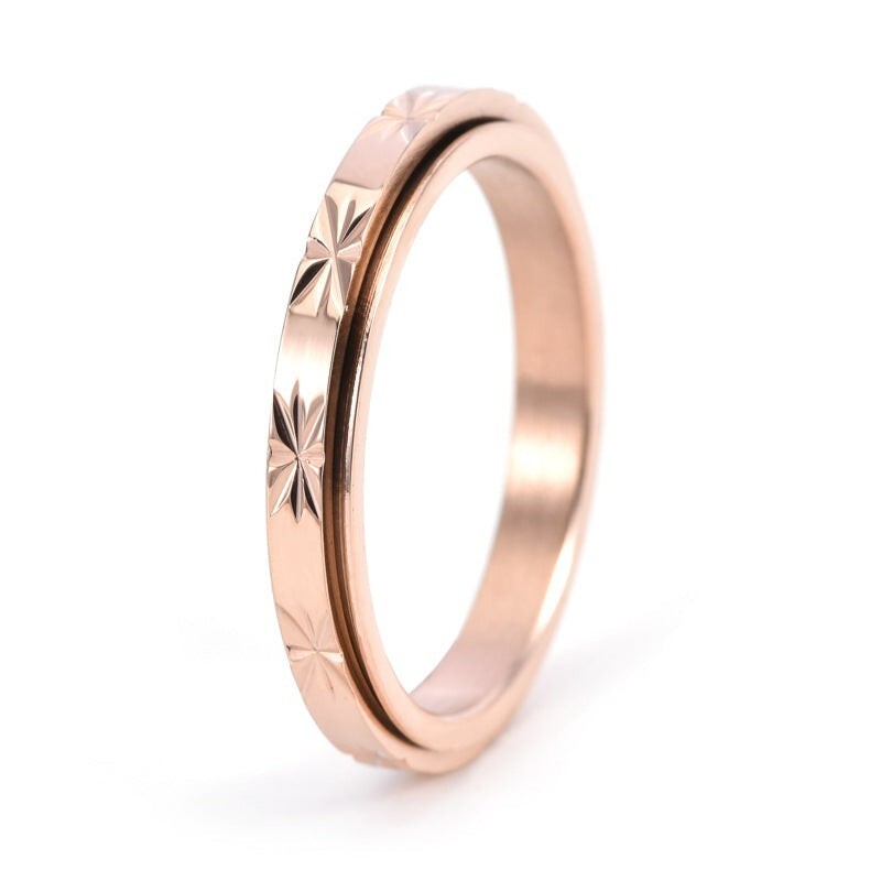 Thin 3mm Anxiety Fidget Spinner Band Ring in Titanium Steel