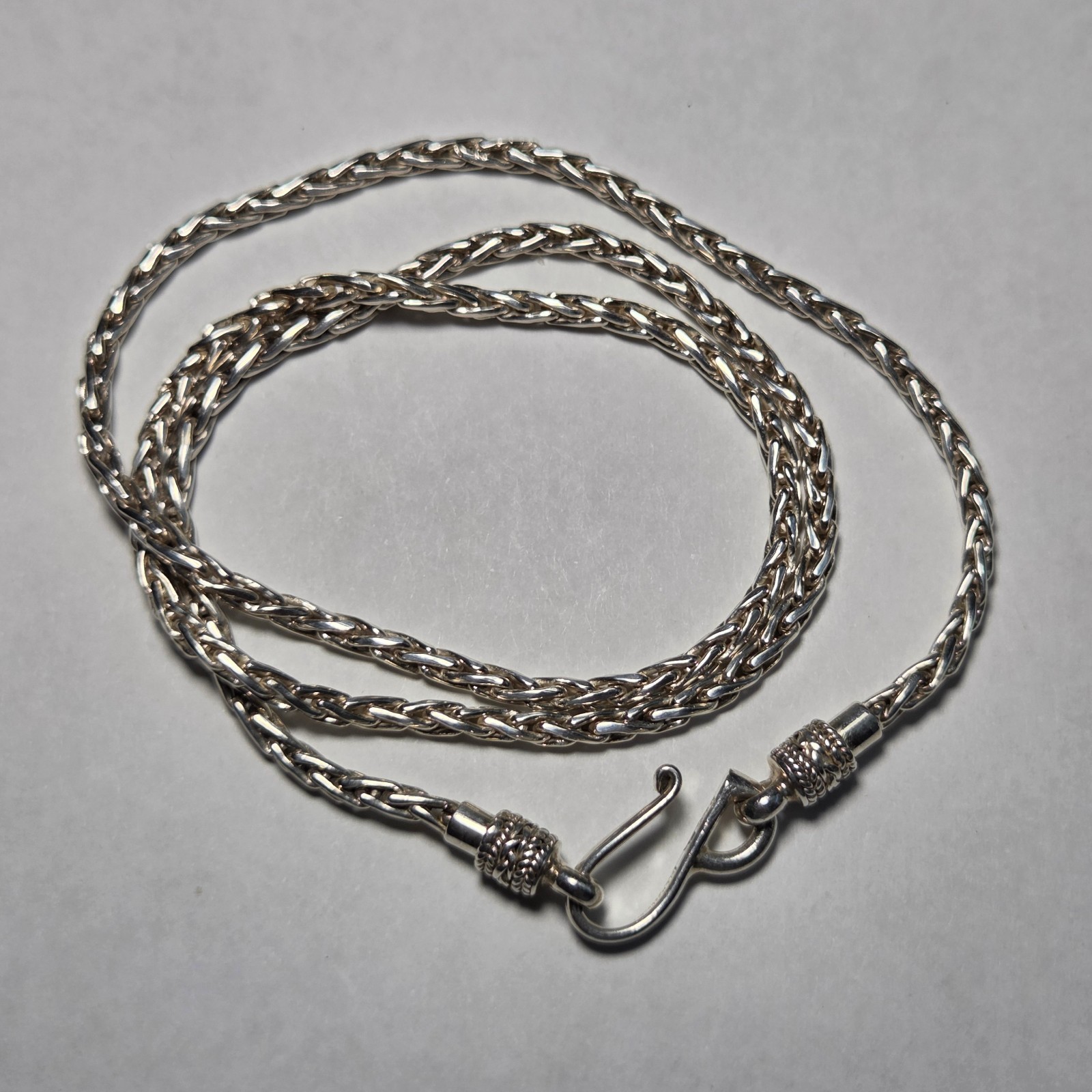 BA Suarti Bali Design 18″ Wheat Spiga Chain Necklace 2.5mm Sterling Silver 15.7g