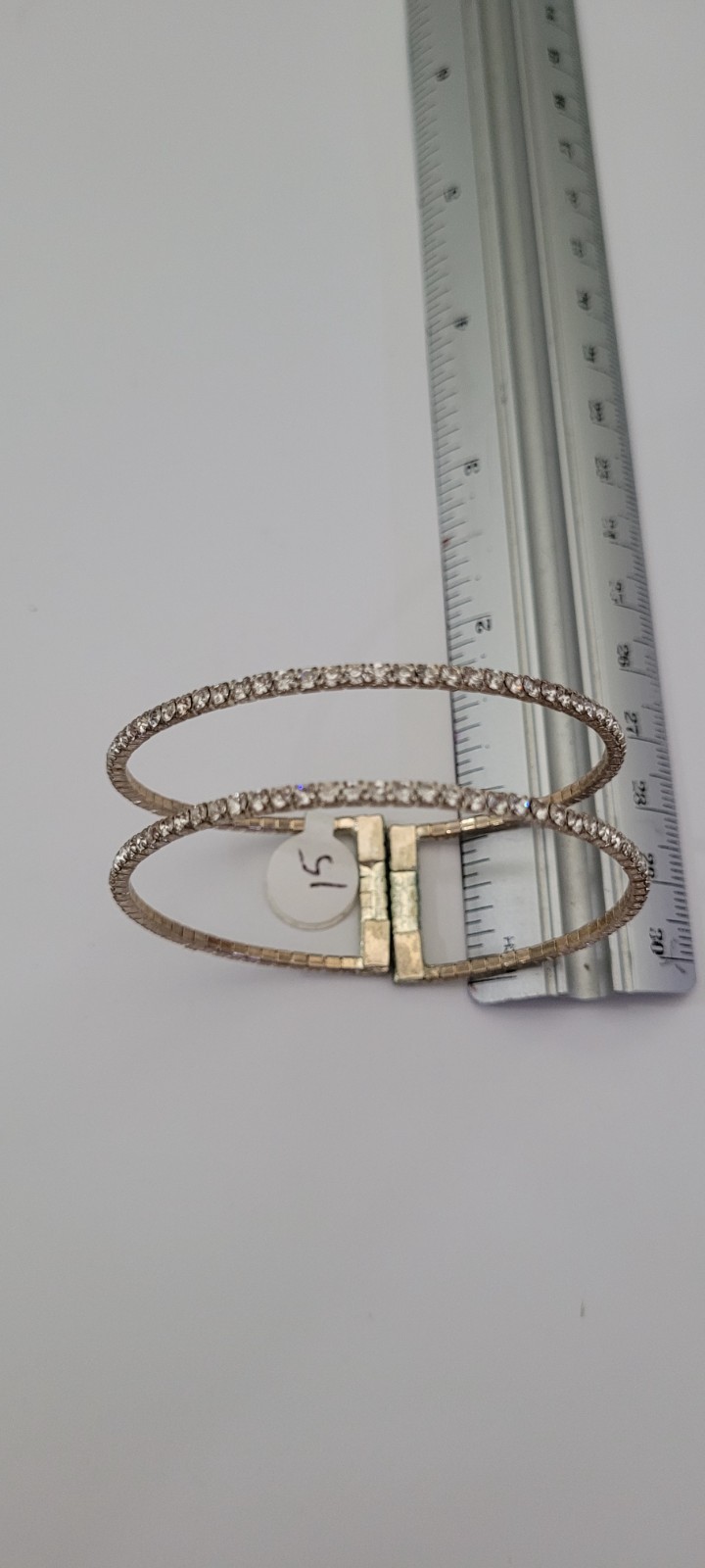 Two Rhinestone Line Memory Wire Bracelet Bangle