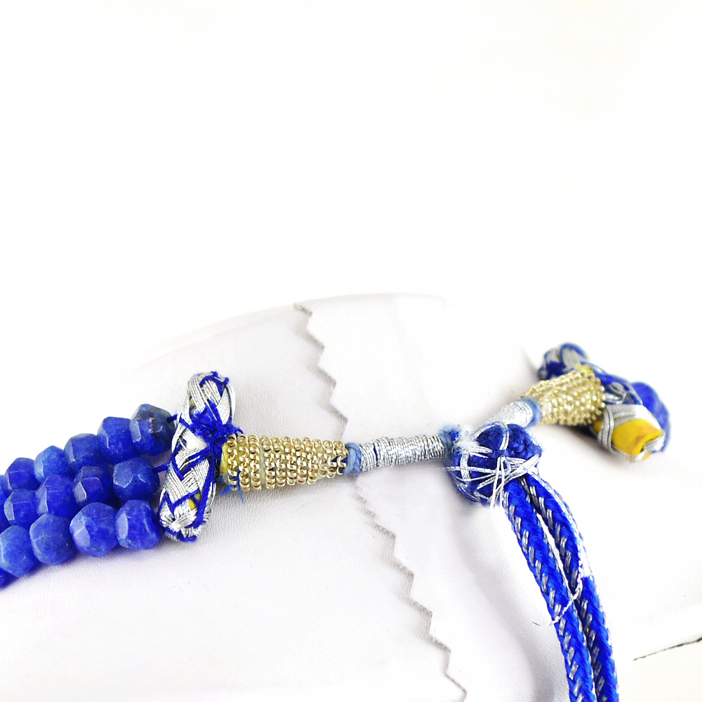 378.50 CTS EARTH MINED BLUE SAPPHIRE 3 STRAND ROUND CUT BEADS NECKLACE (RS)