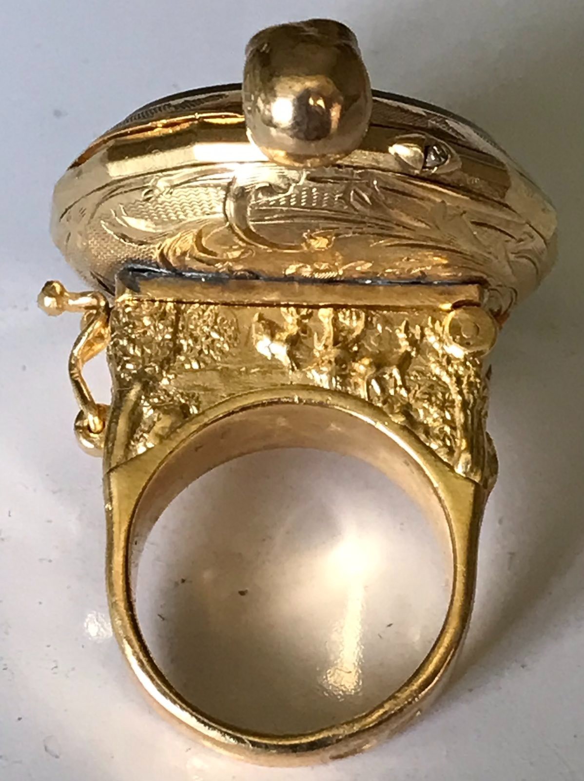 Silver Memento Mori Poison Ring Gold Plated