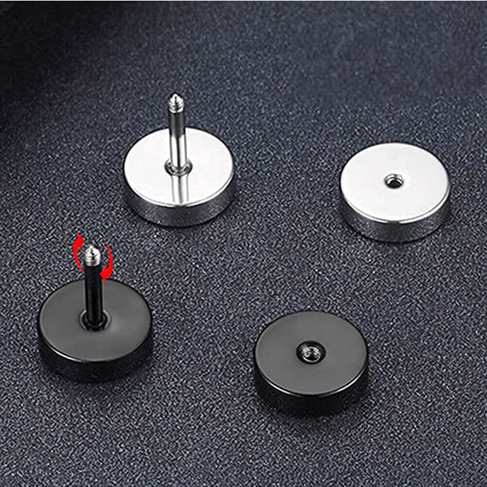 High Polished Surgical Steel Screw Flat Back Disc Stud Earrings for Women Men