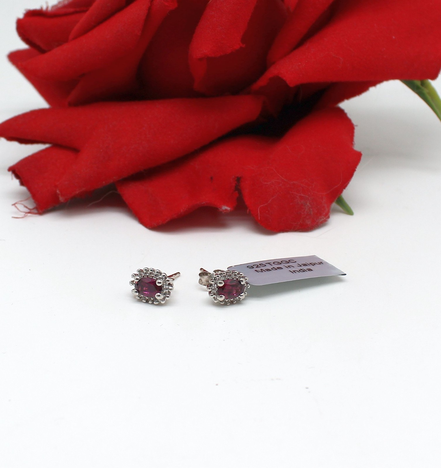 Sterling Silver & Rhodolite NWT TGGC Pierced Earrings 1.95g Cat RESCUE