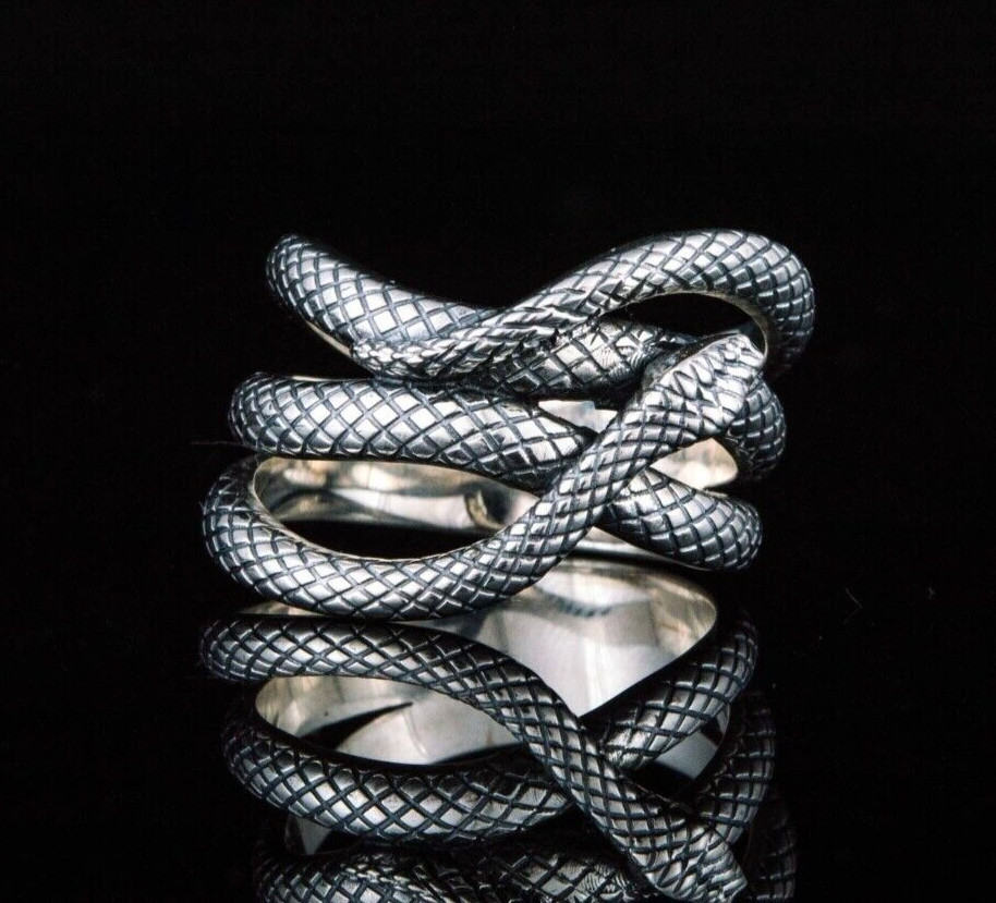 925 Silver Plated Vintage Snake Ring – Royal Style Promise Ring for Christmas