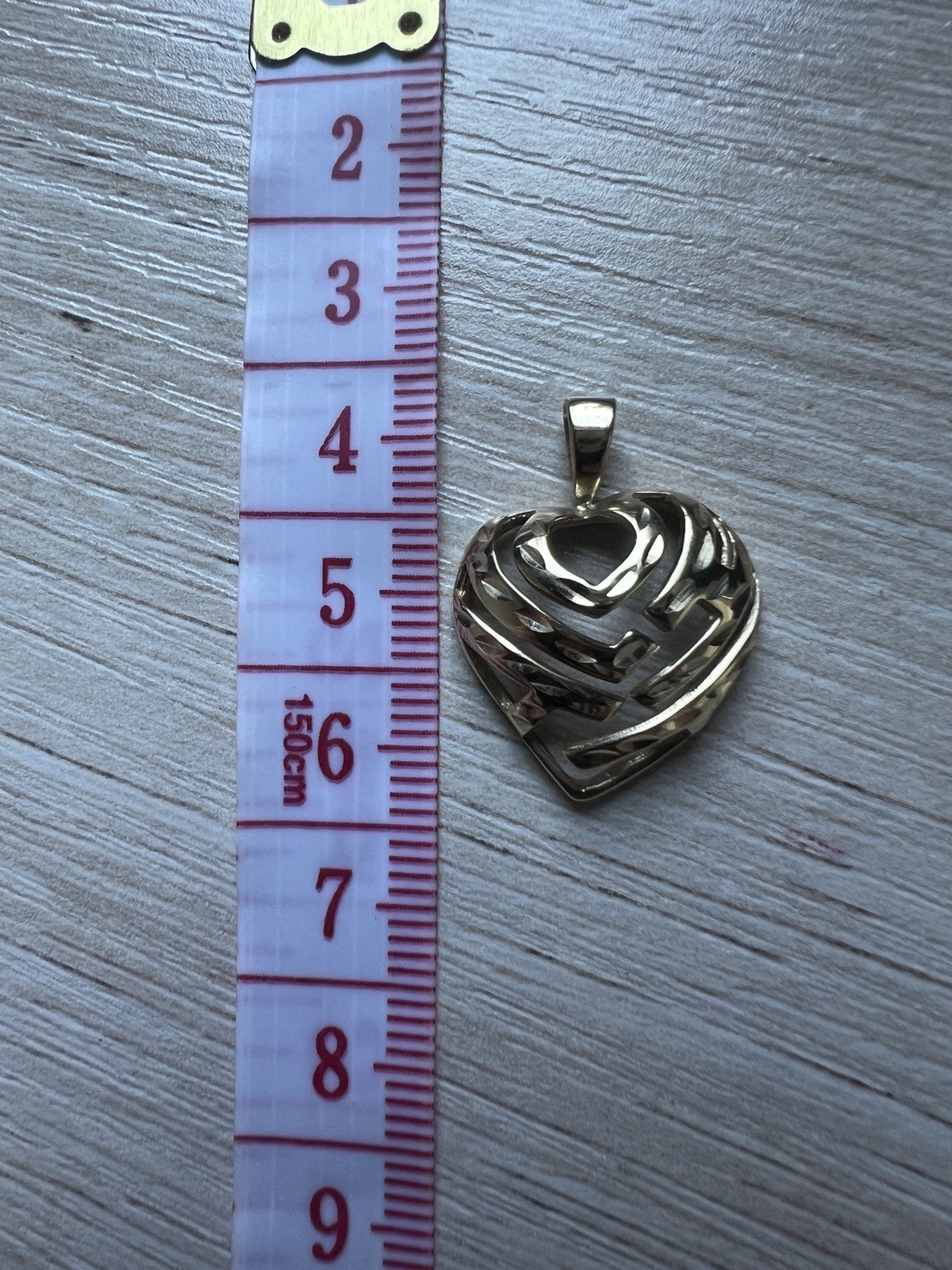 14k Solid Yellow Gold Maui Divers Aloha Heart Pendant 18mm 2.83g
