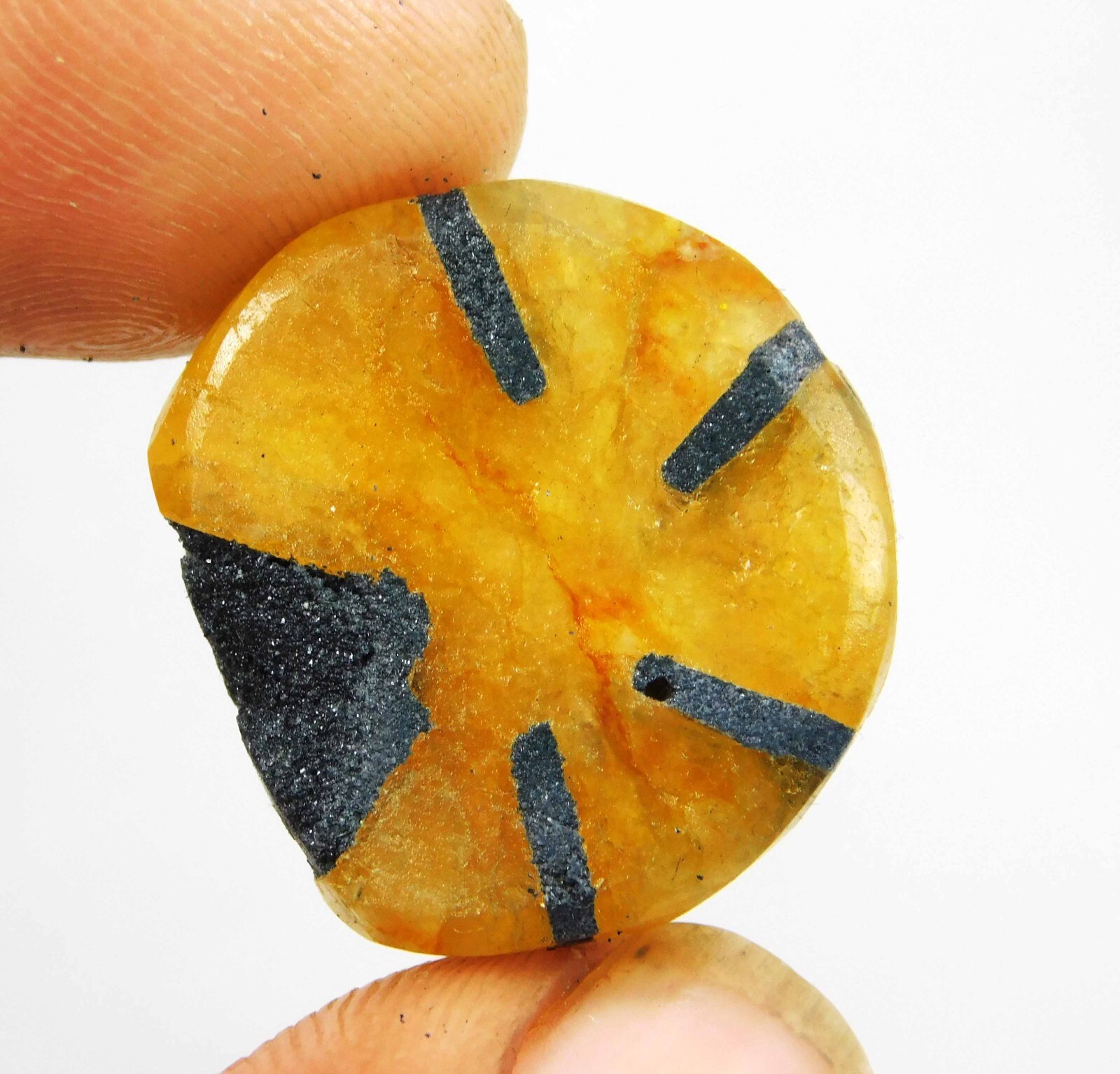 Natural 26.75 Ct Ceylon Trapiche Yellow Sapphire Round Cut Loose Gemstone
