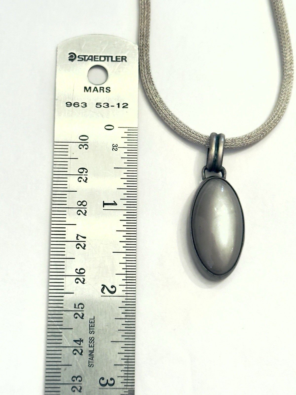 925 Silver Necklace w Moonstone Pendant – w 10K Gold Accents, 1.1 oz