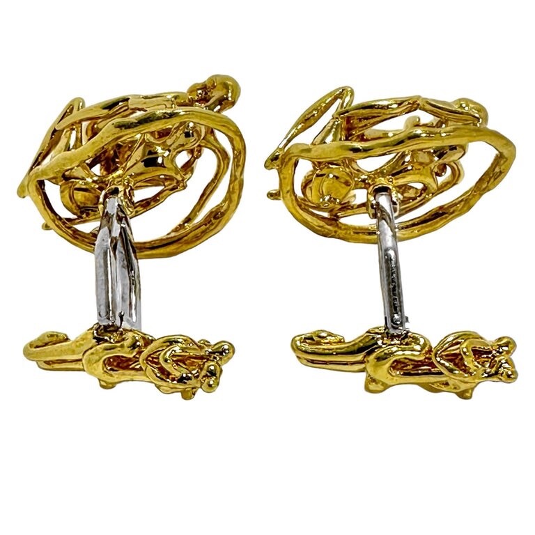 Mid-20th Century French 18k Yellow Gold Artisan Hand Crafted Erotic Cuff Links