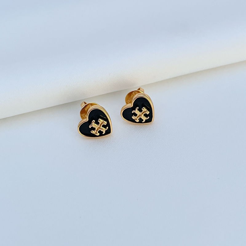 New! Tory Burch Gold & Black Heart Necklace with Jewelry Pouch Size:45cm