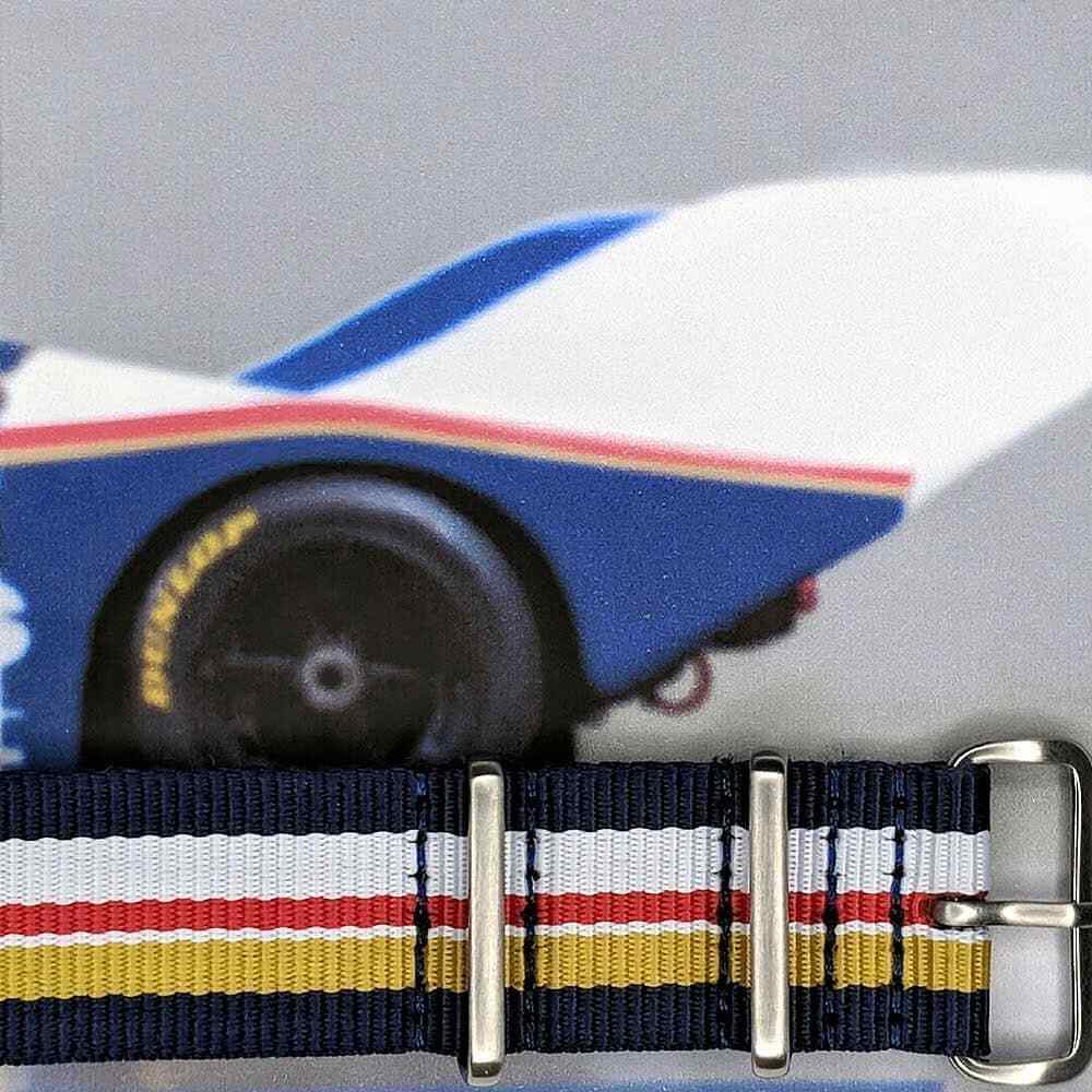 One-Piece Rothmans Porsche Inspired Strap Racing Colors Nylon Watch Band