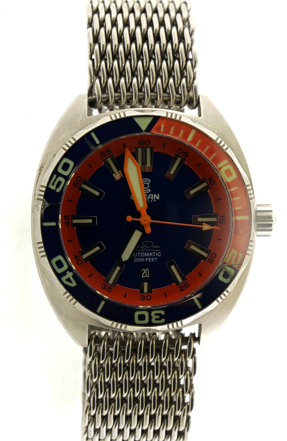 Ocean Crawler Core Diver Blue/Orange 44mm Swiss Automatic 600m Men’s Watch