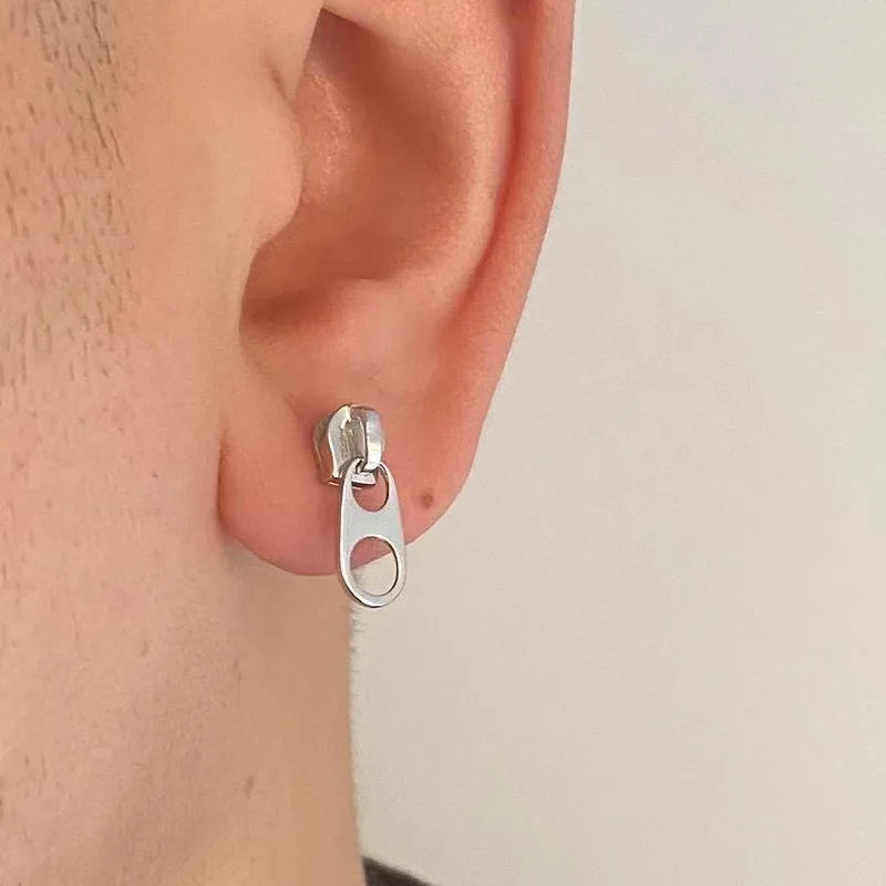 Design Zipper Head Stud Earrings for Women Men Hollow Out