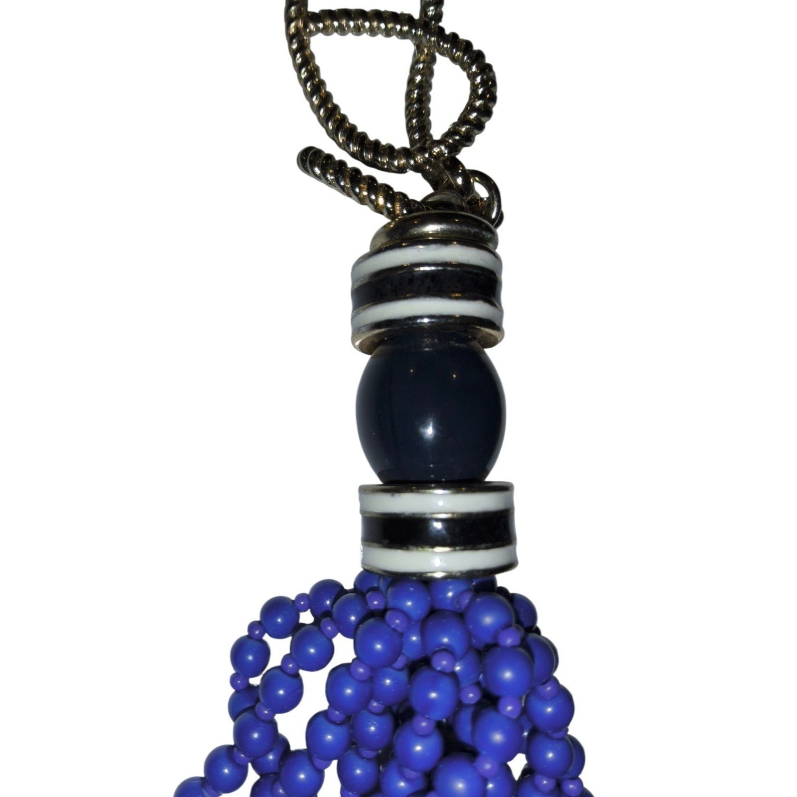 Blue Glass Multi Strand Statement Necklace Boho Bib Draped Adjustable Nautical