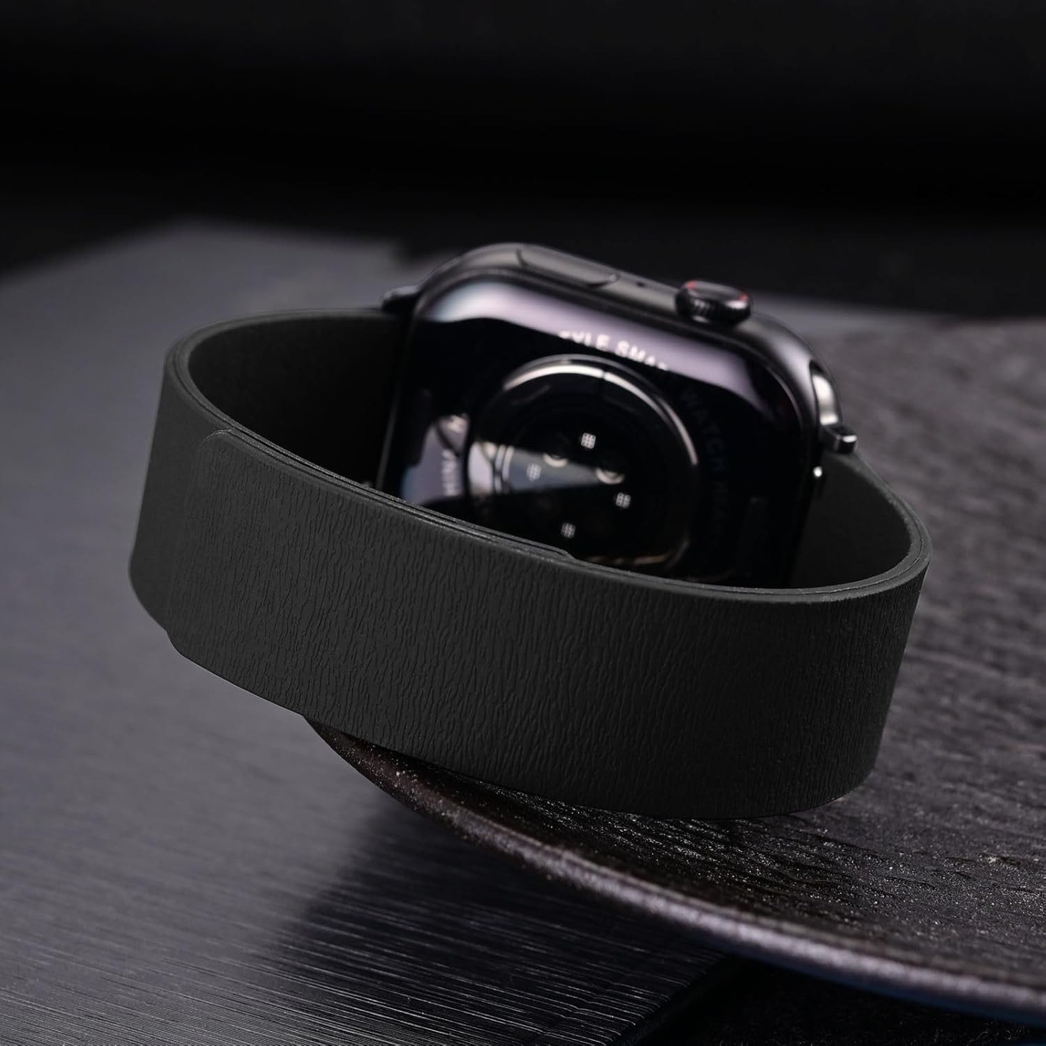 Easy Fit Magnetic Silicone Watch Band with Wood Texture 20mm 22mm