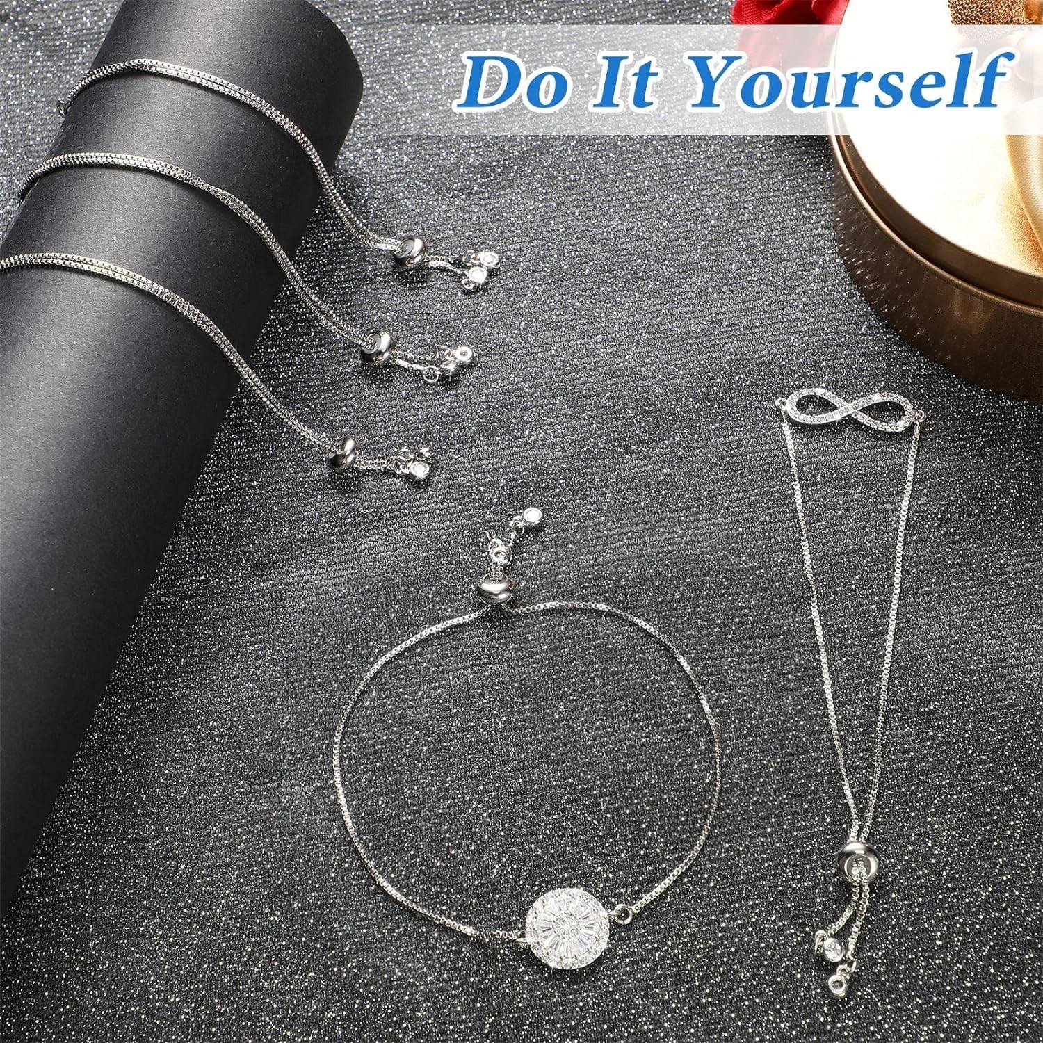 10 Pieces Adjustable Slider Bracelet for Jewelry Making Bracelet Chains for D…