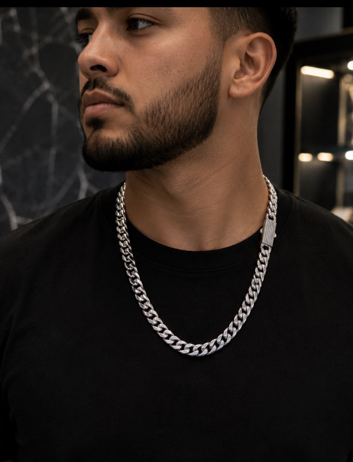 9mm 22” Solid 925 Sterling Silver Miami Cuban Chain Rhodium Finish