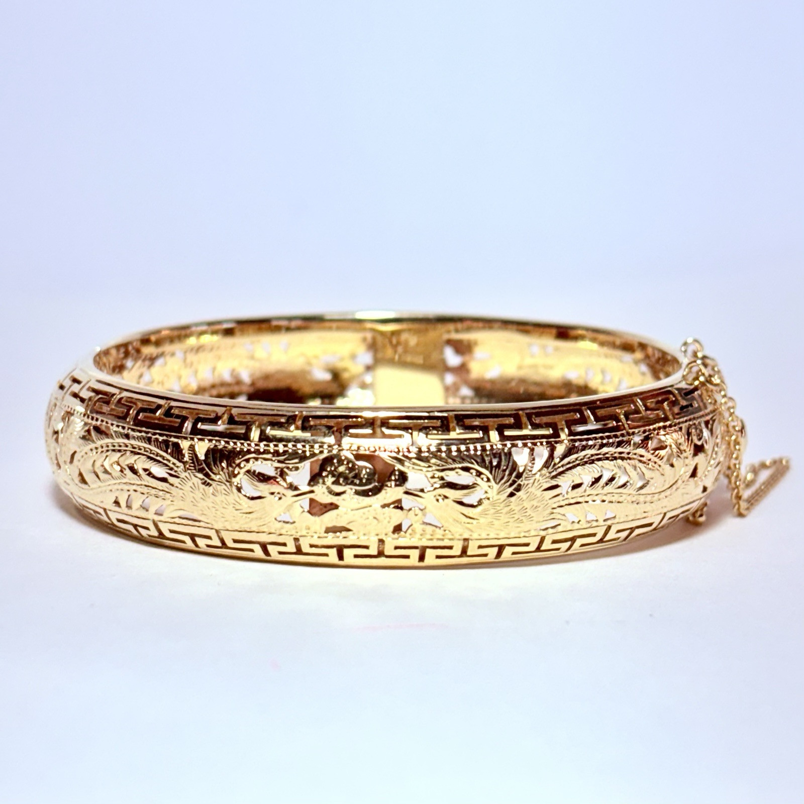 Ming’s Honolulu 14K Yellow Gold Double Phoenix 14mm 7″ Hinged Bracelet 25.0g