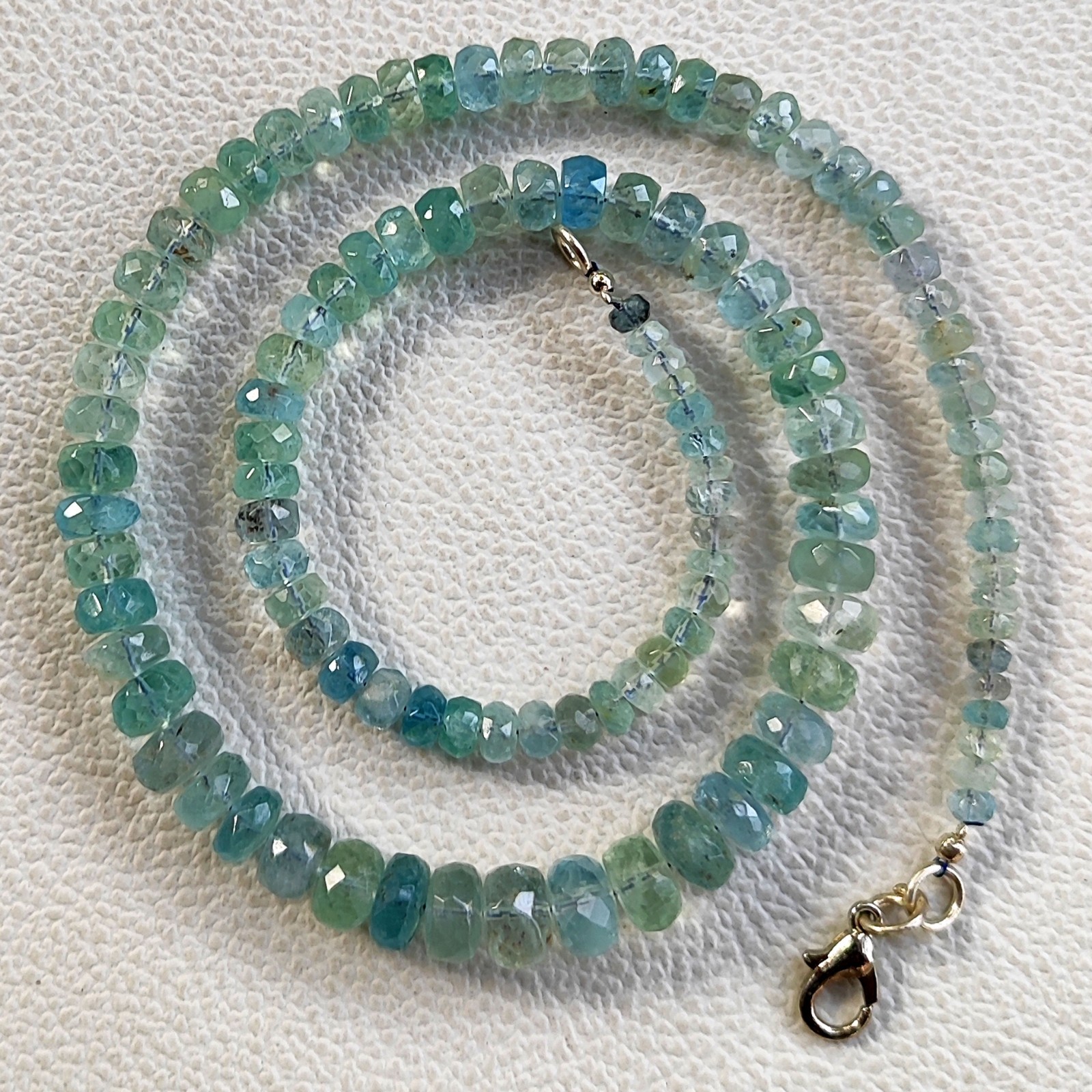 Brazilian Aquamarine 3.5-8 mm Faceted Roundelle Beads 16″ Gemstone Necklace