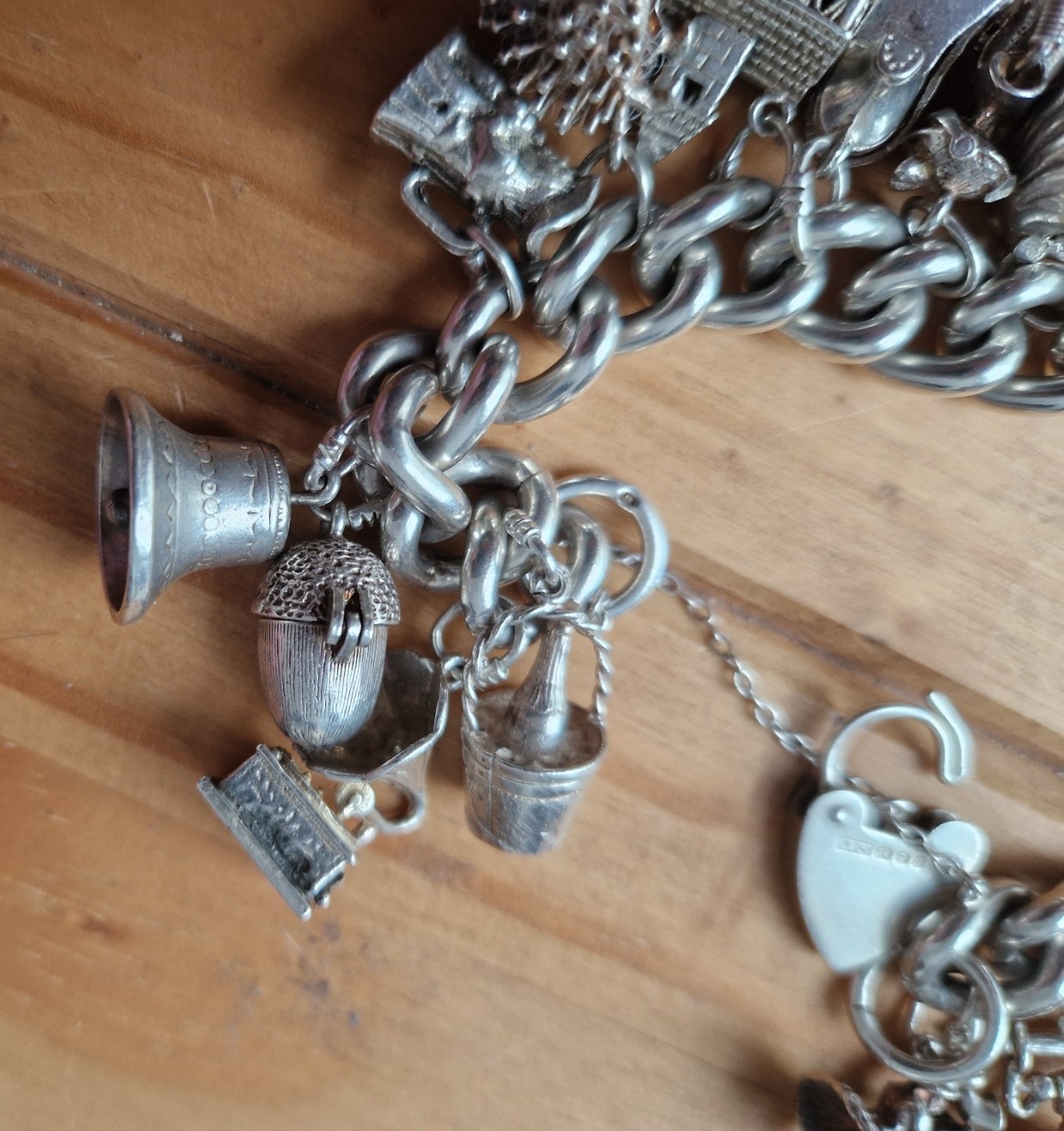 Vintage Very Heavy Silver Charm Bracelet 153g