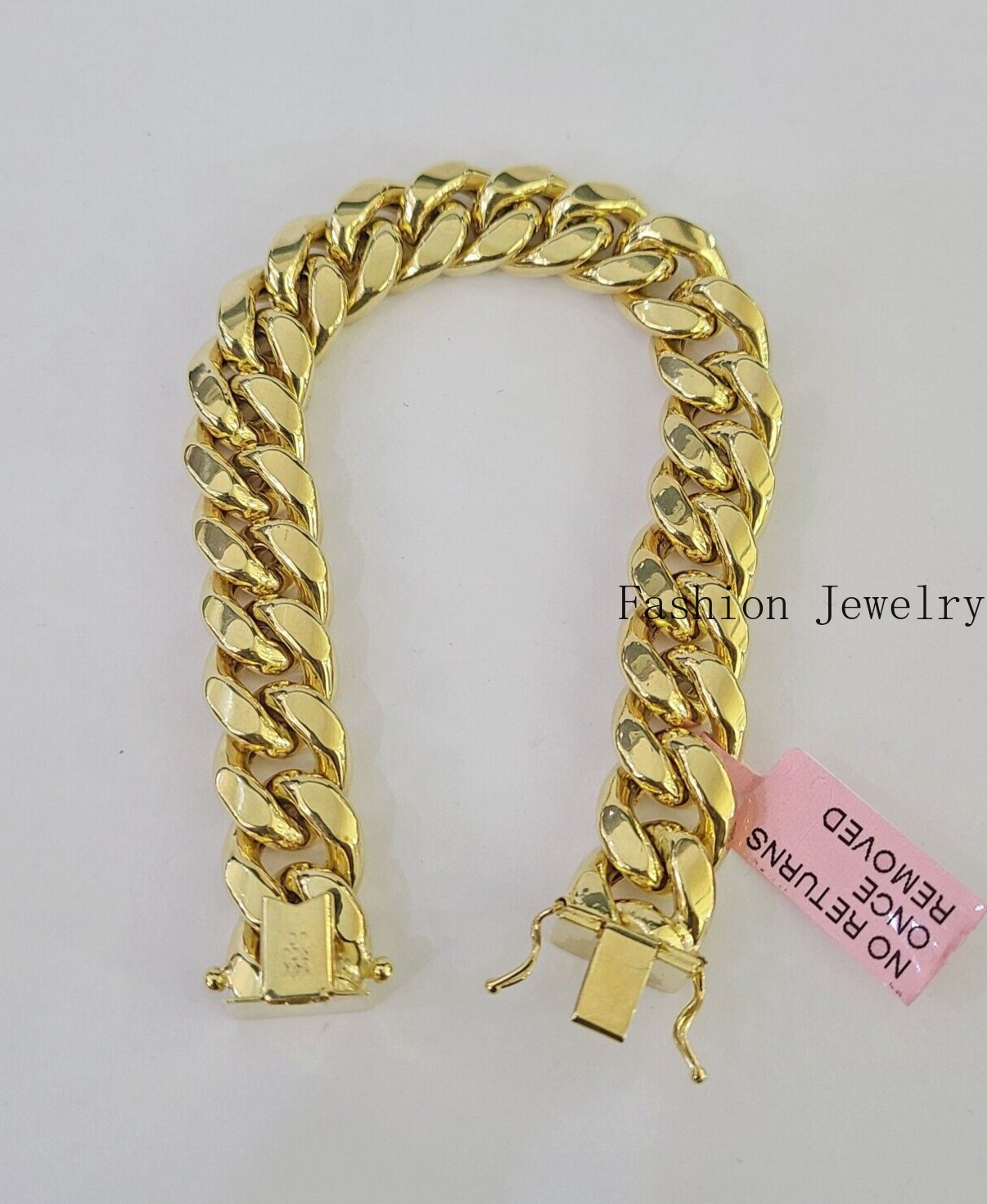 Real 14K Gold Miami Cuban Bracelet Yellow Gold Box Clasp 8″ 13mm Link Thick