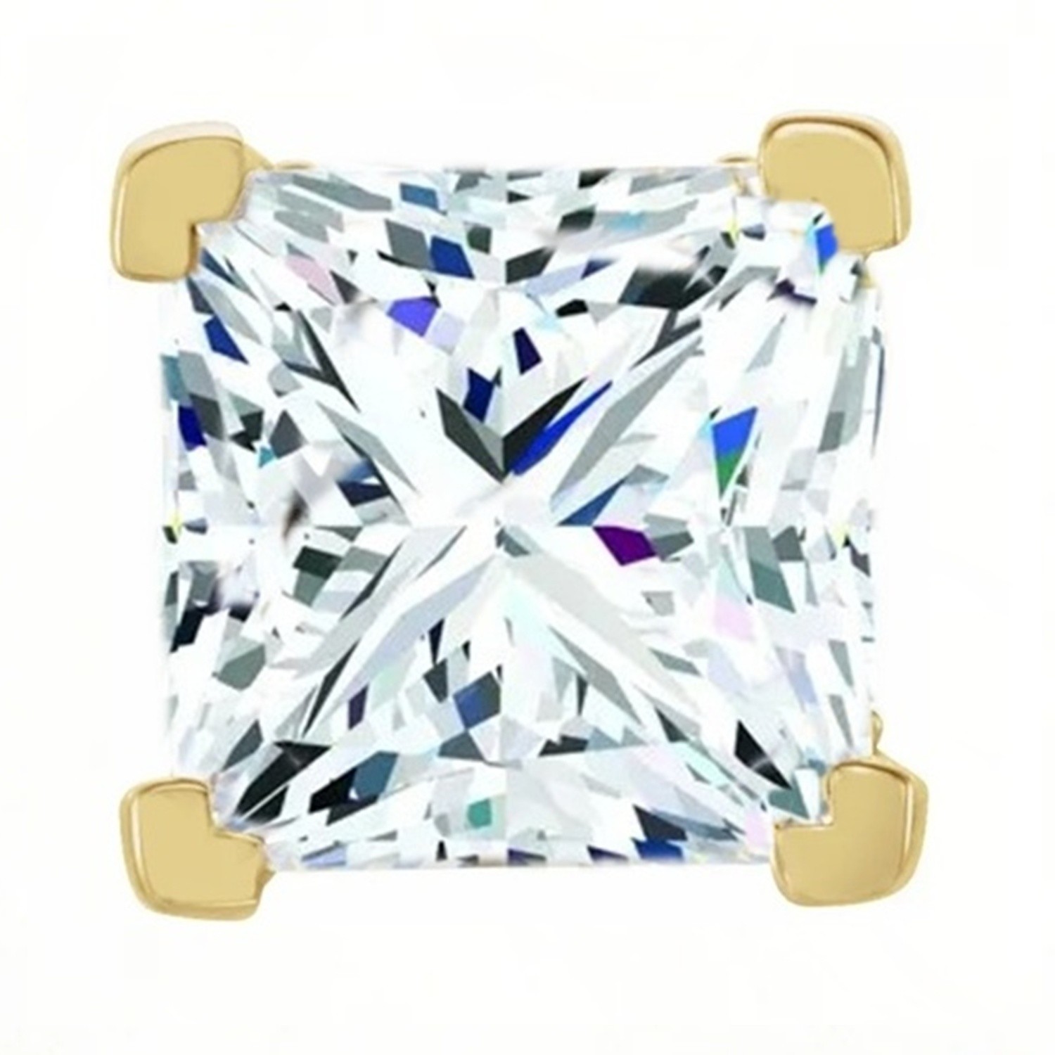 14K Solid Yellow Gold Princess Cut Setting Vintage Style V Prong Design Mounting