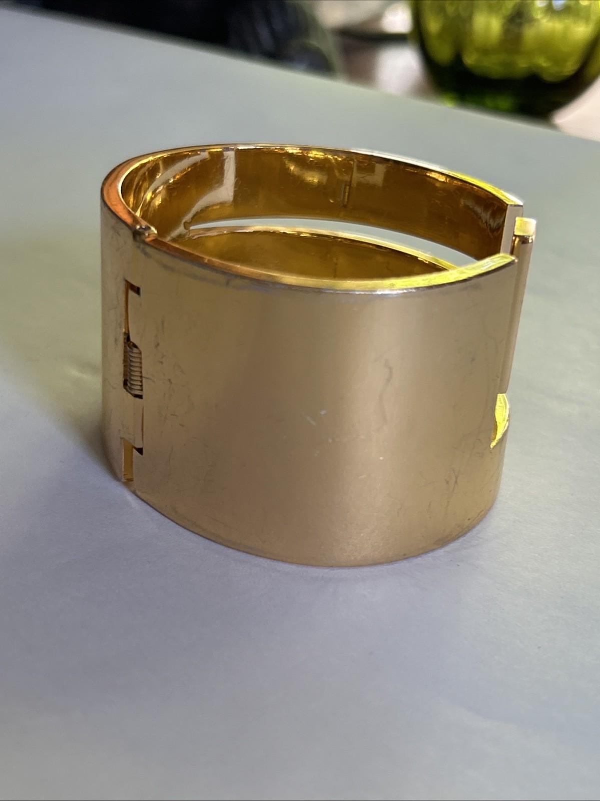 Vintage 70’s Lanvin Paris Signed Gold Plated Wide Clamp Statement Bracelet