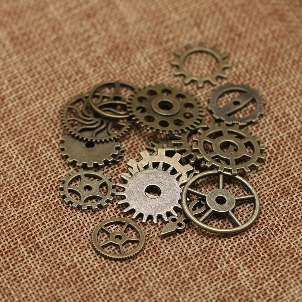 17Pcs Alloy Gear Pendant Charms Bulk for DIY Jewelry Making Golden Steampunk