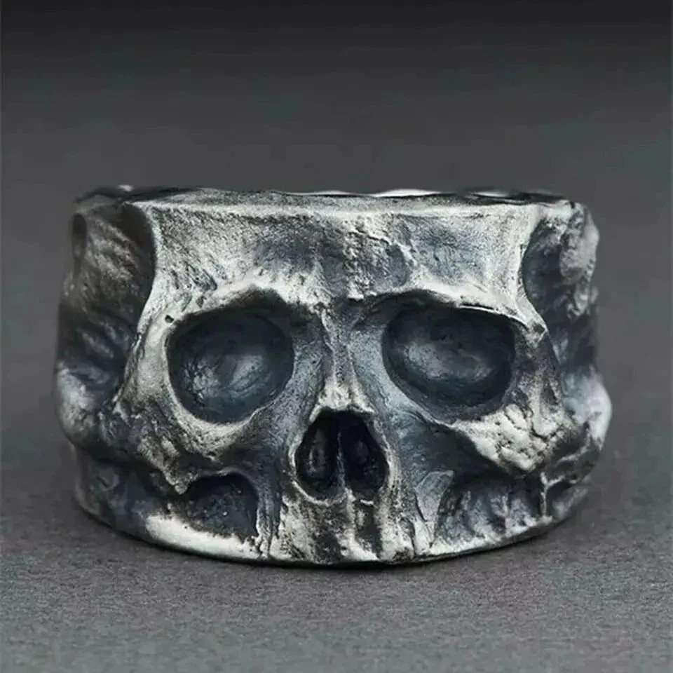 New Black Skeleton Gothic Skull Ring Men’s Stainless Steel Punk Rock Biker