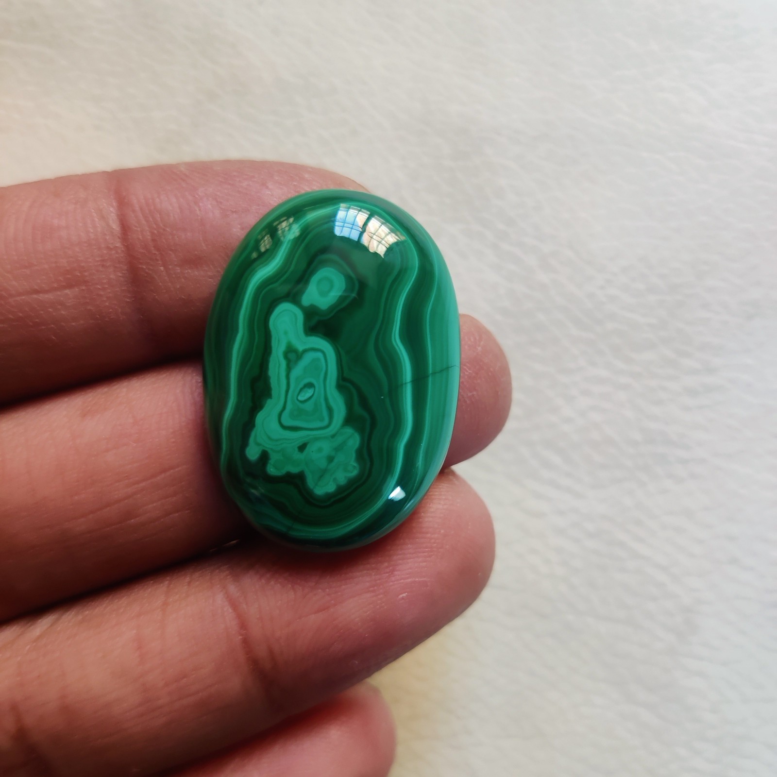 Natural Green Malachite Loose Gemstone Cabochon,Oval-52 CT,29 X 21 X 7 MM