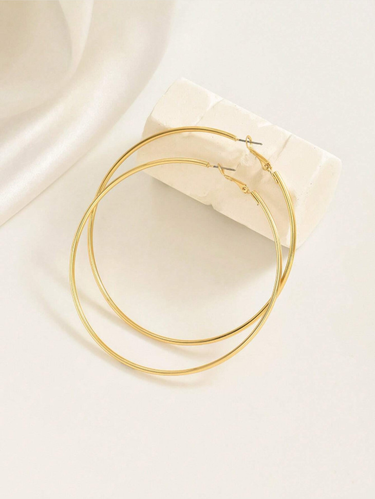 Large Thin Hoop Earrings Minimalist Oversized Round Women Fashion Trendy Daily
