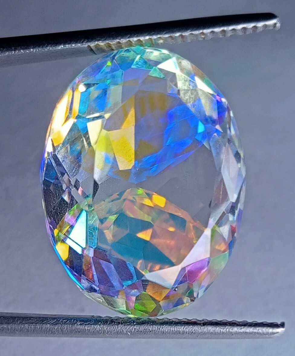 Flawless 23 Ct+ Loose Gemstone Natural Rainbow Mystic Topaz EGL Certified Oval