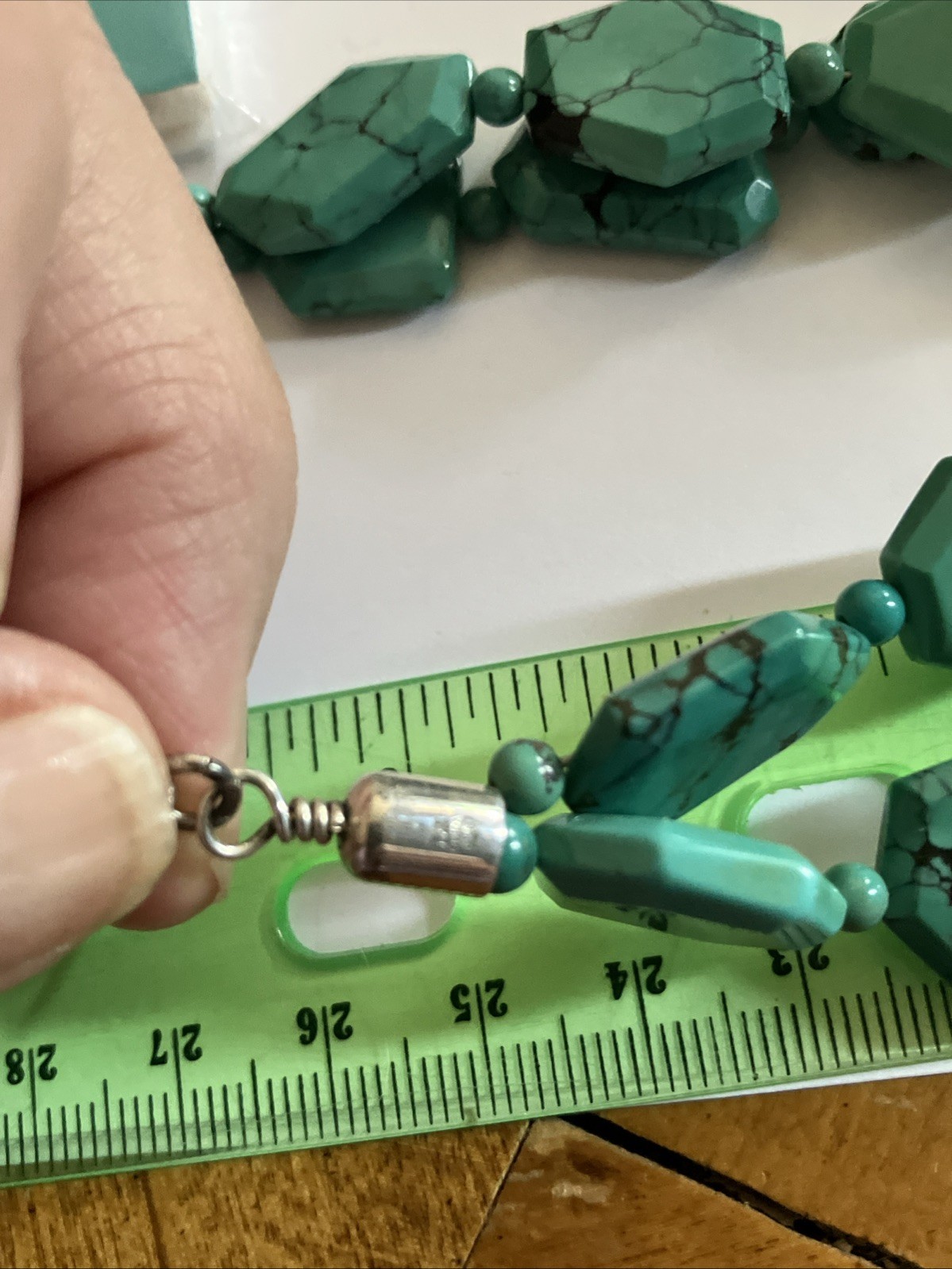 Jay King DTR Double Strand Turquoise Slab Beads Sterling 925 20” New 102 Grams