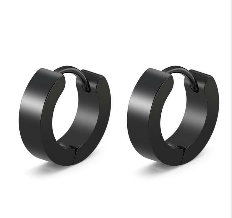 1pair/2pcs Cool Women Men Stainless Steel Hoop Loop Huggie Ear Stud Earrings US