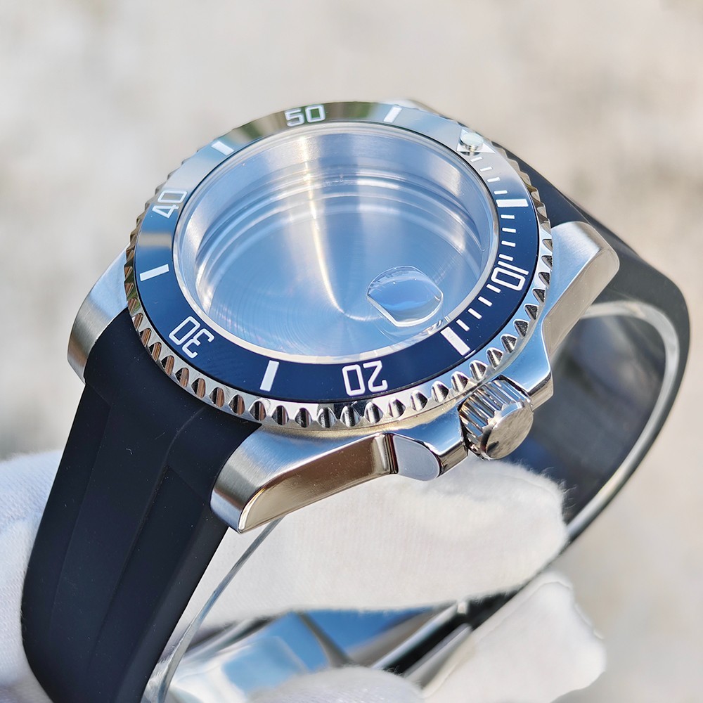 40mm Watch Case Silicone Strap Set For NH34 NH35 NH36 NH38 SUB GMT Bezel Watches