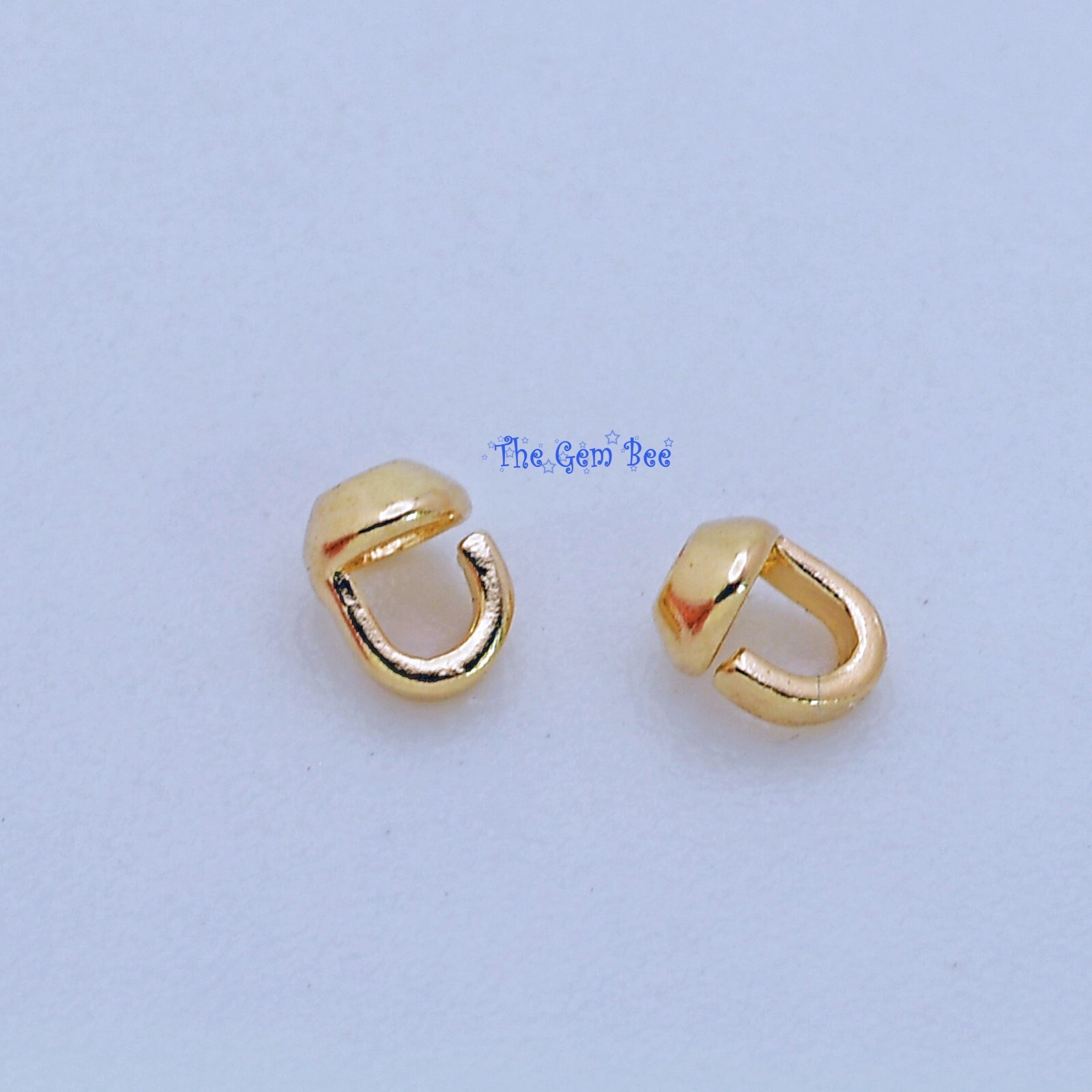 14K Solid Yellow Gold Crimp Hook Bead Tip Cup End Findings Quantity: (2)