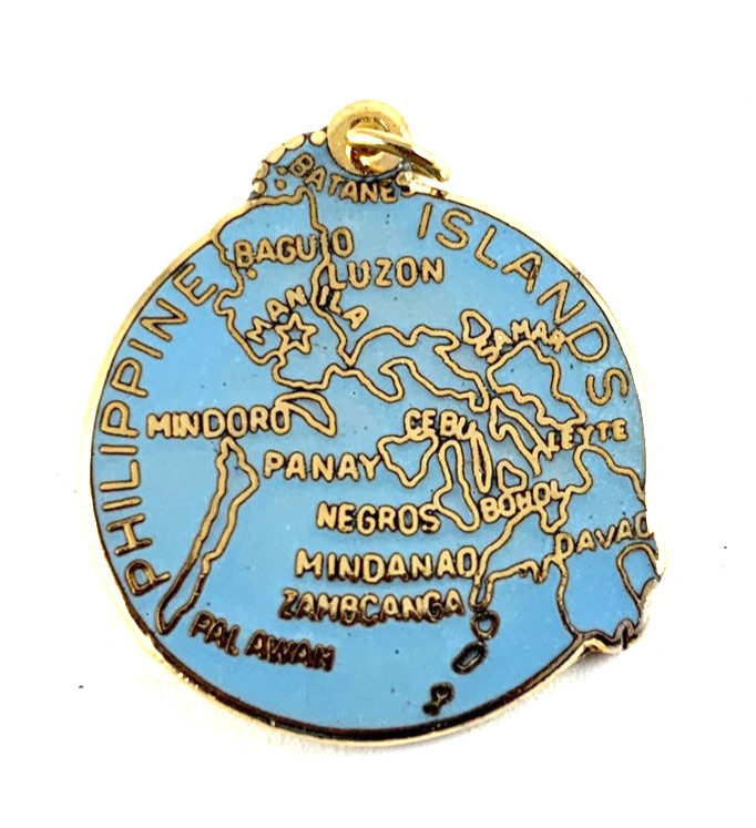 Philippine Islands Charm | Brass | Light Blue Enamel | 7/8″ | New