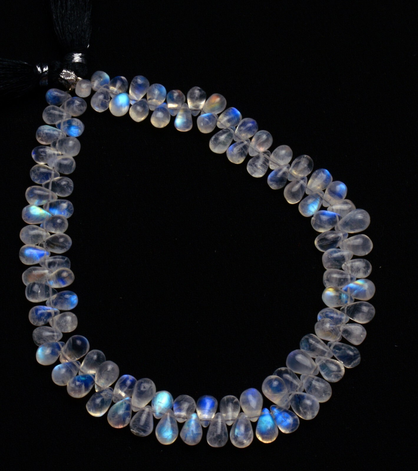 Natural Gem Rainbow Moonstone 8x5mm Approx Size Teardrop Shape Smooth Beads 10″