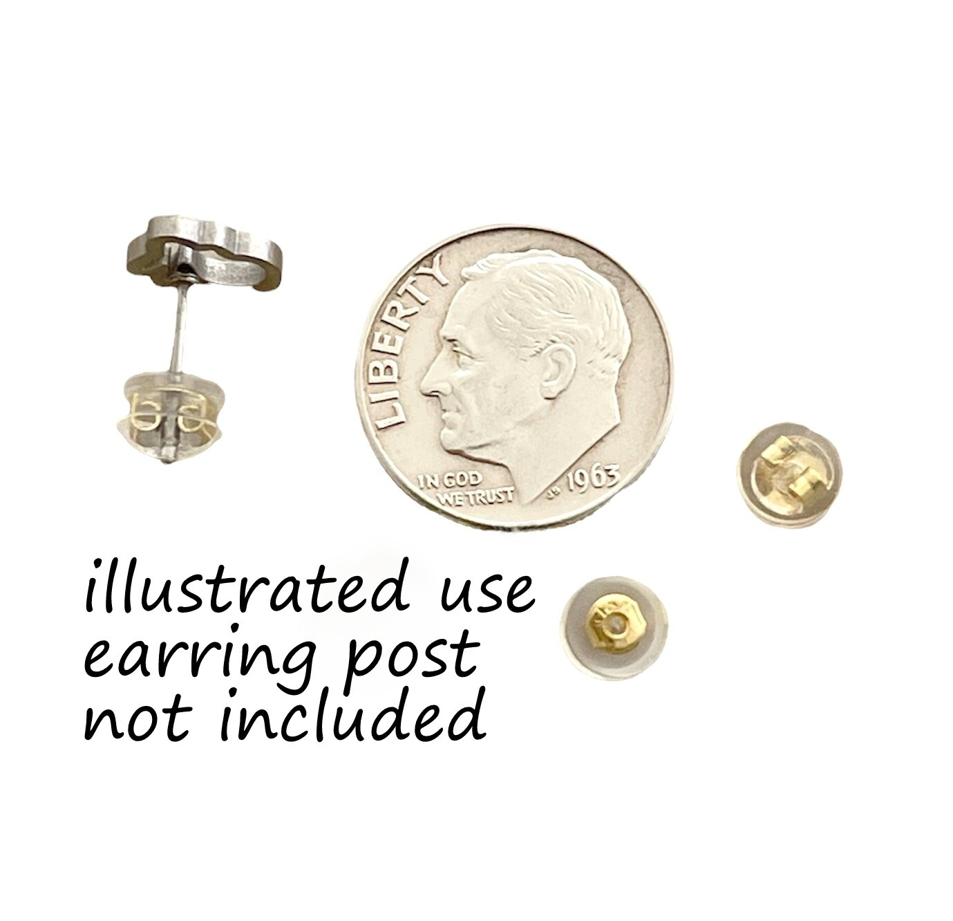 10 Small Soft Silicone Mushroom Bubble Gold 5mm Earnuts Earring Clutch Backs