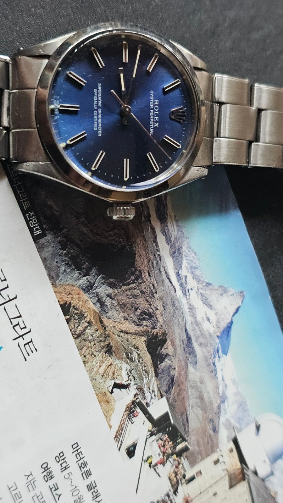 Rolex Oyster Perpetual 1002 Blue Dial Men’s Automatic Watch 1969