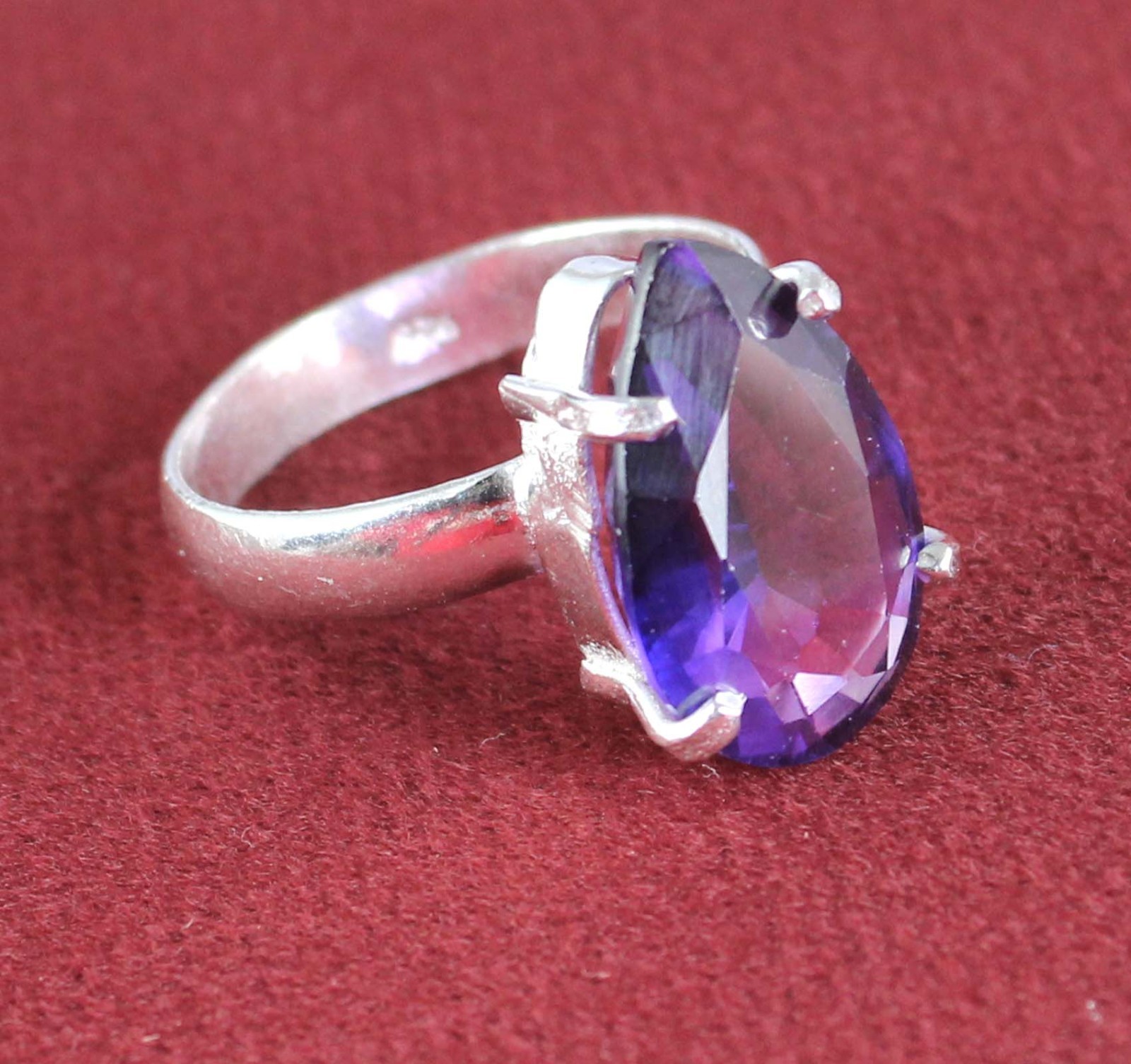 AGI Certified 8.40 Ct Natural Pear Boysenberry Sapphire Gemstone Ring SEE VDO